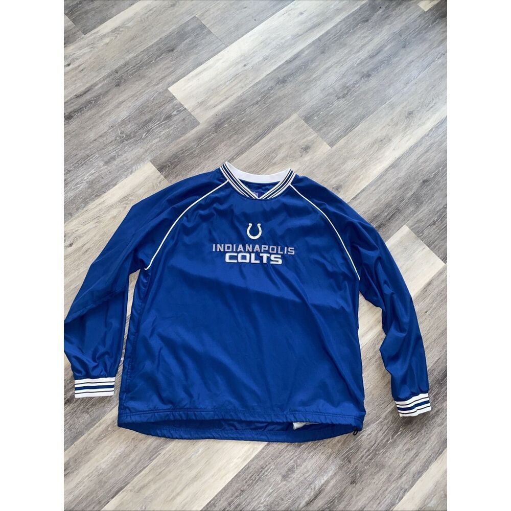 Reebok 2XL NFL Indianapolis Colts Pullover Windbreaker Unisex Blue Lined Pockets